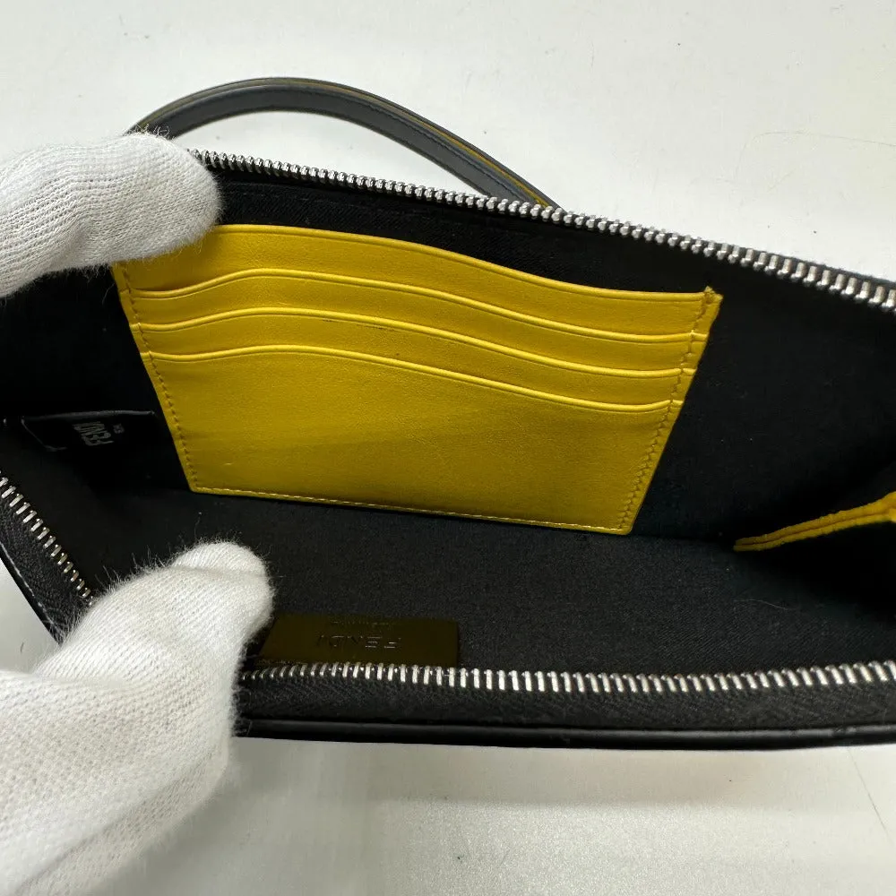 FENDI Coin case 7M0283 leather black Wallet Coin Pocket Card Case Monster Bugs mens Used