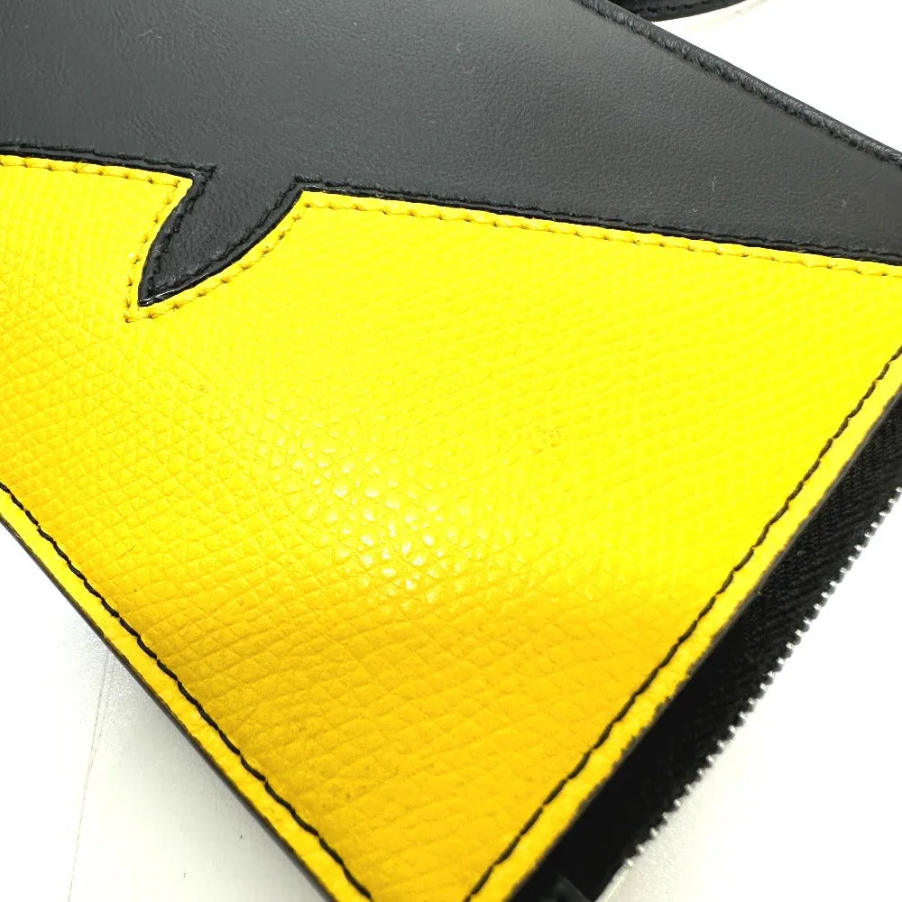 FENDI Coin case 7M0283 leather black Wallet Coin Pocket Card Case Monster Bugs mens Used