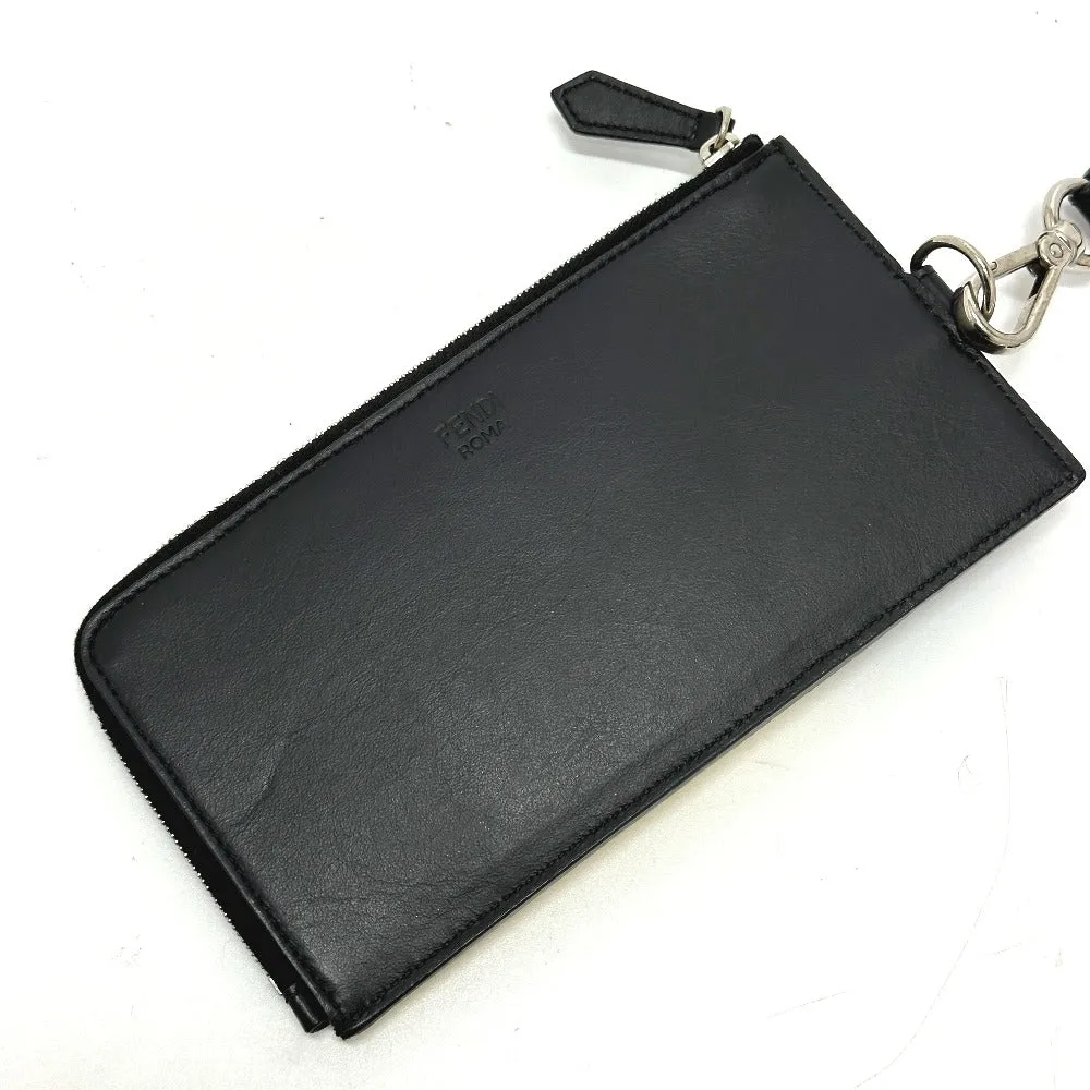 FENDI Coin case 7M0283 leather black Wallet Coin Pocket Card Case Monster Bugs mens Used