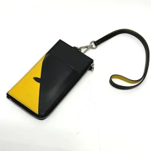 FENDI Coin case 7M0283 leather black Wallet Coin Pocket Card Case Monster Bugs mens Used
