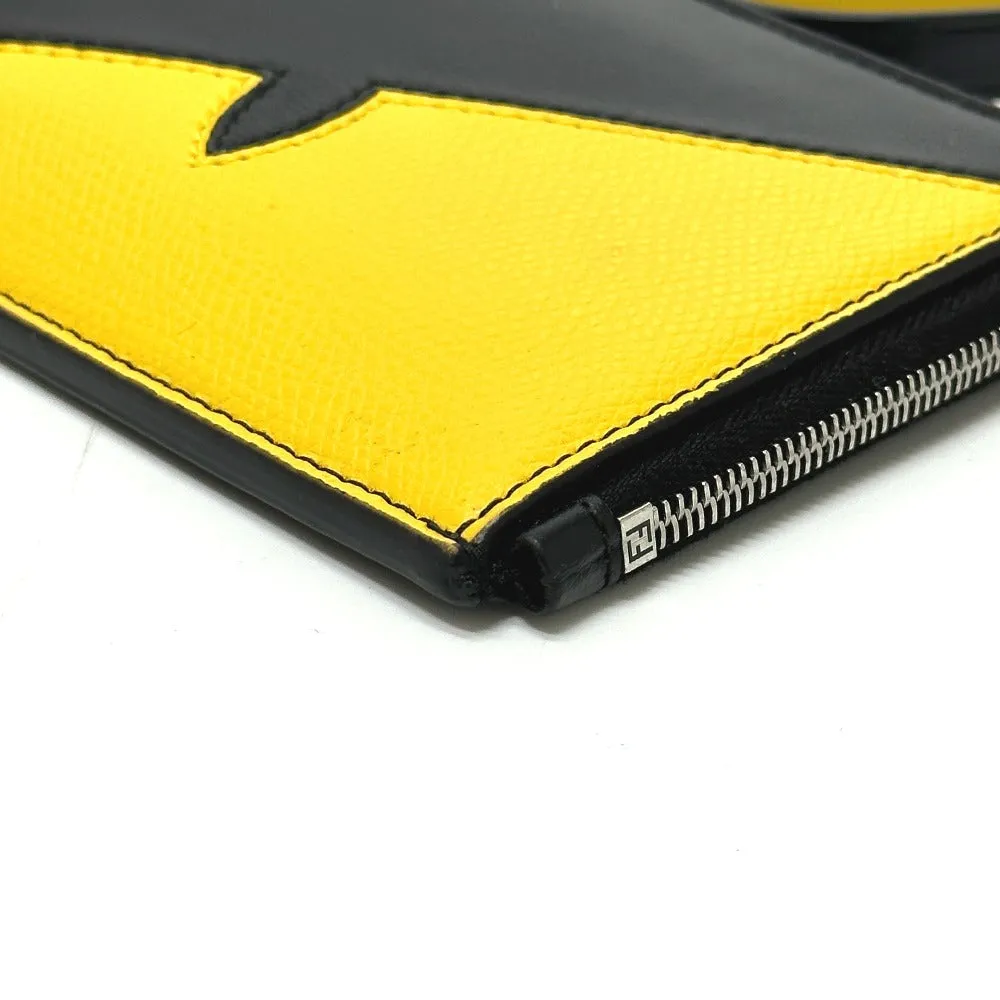 FENDI Coin case 7M0283 leather black Wallet Coin Pocket Card Case Monster Bugs mens Used