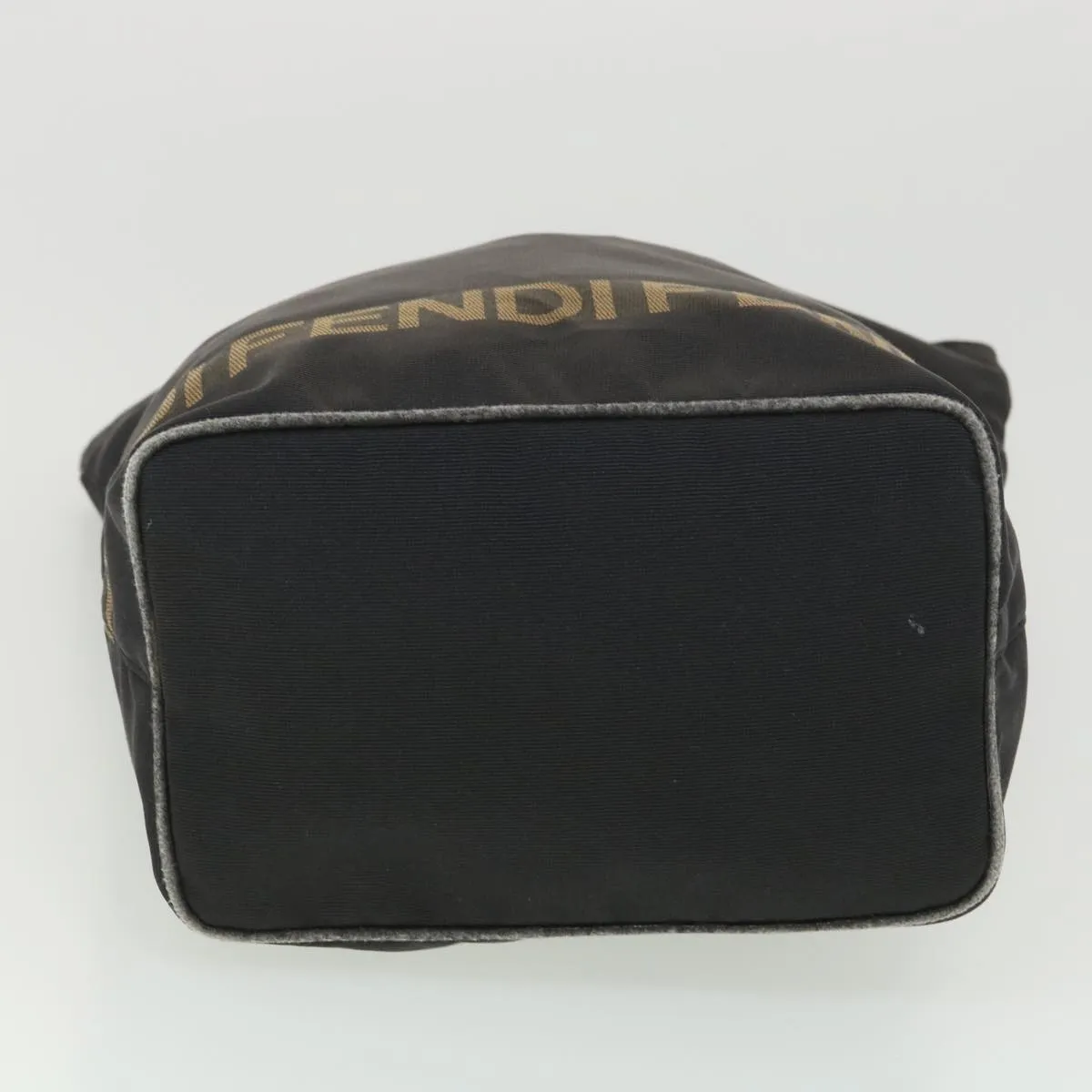 FENDI Hand Bag Nylon Black Brown Auth 38483