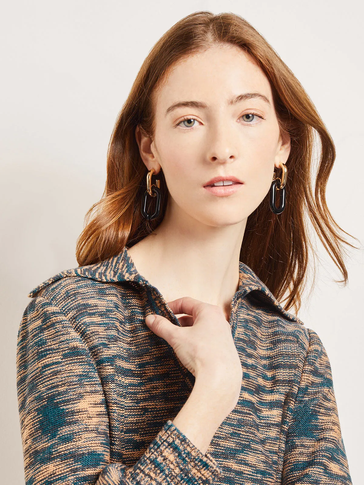 Gold & Black Resin Doorknocker Earrings