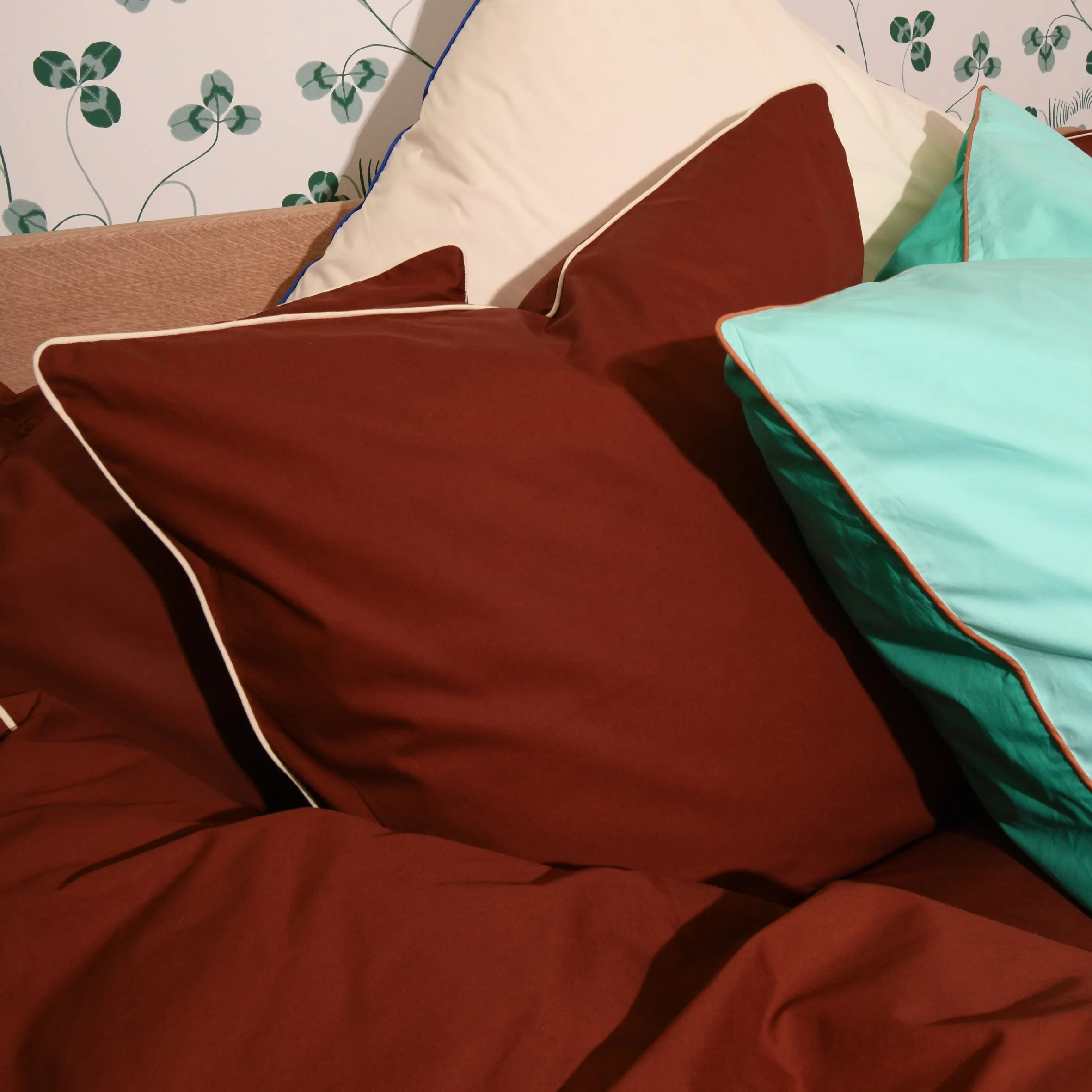 HOMEHAGEN Cotton Percale Bedding Set Brandy brown