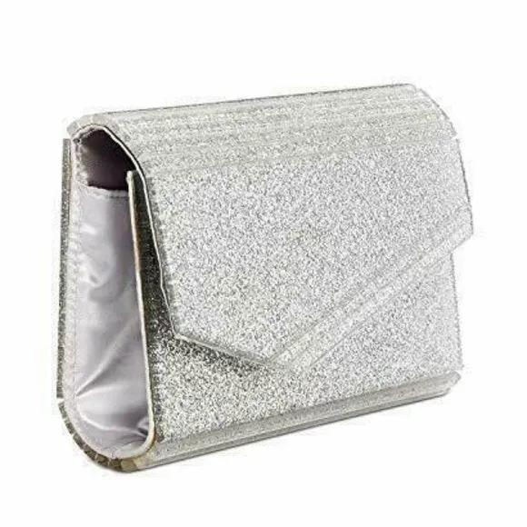 INC Women's Silver PVC Speckle Chain Strap Crossbody Handbag Purse