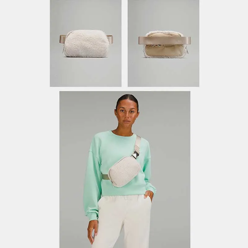 Lightweight Waist Bag for Women Men Soft Warm Plush Sling Bag