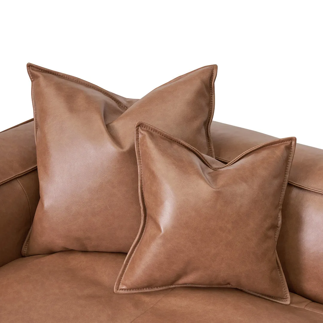 Loft 4 Seater Sofa with Cushion and Pillow - Caramel Brown Leather