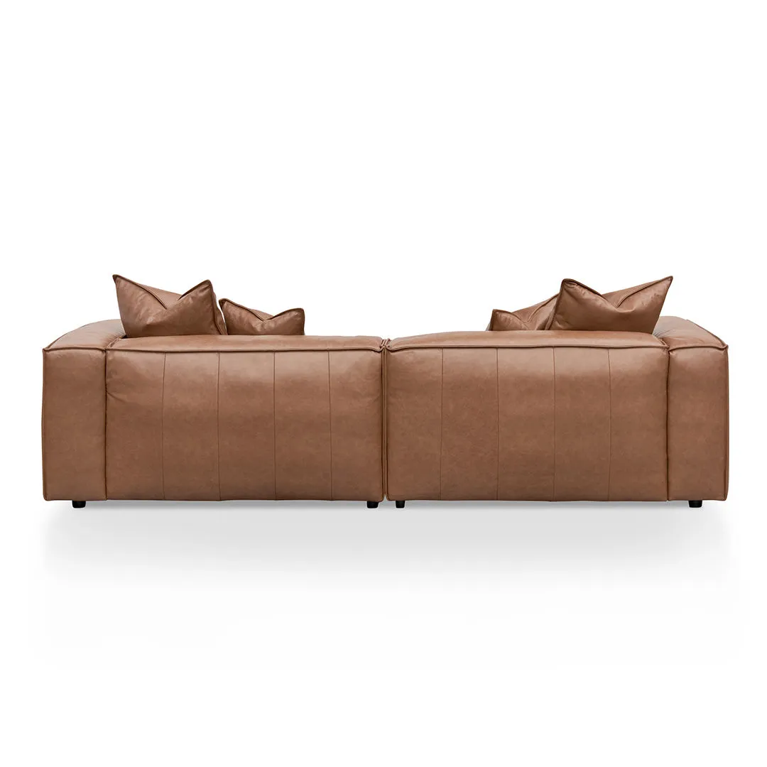 Loft 4 Seater Sofa with Cushion and Pillow - Caramel Brown Leather