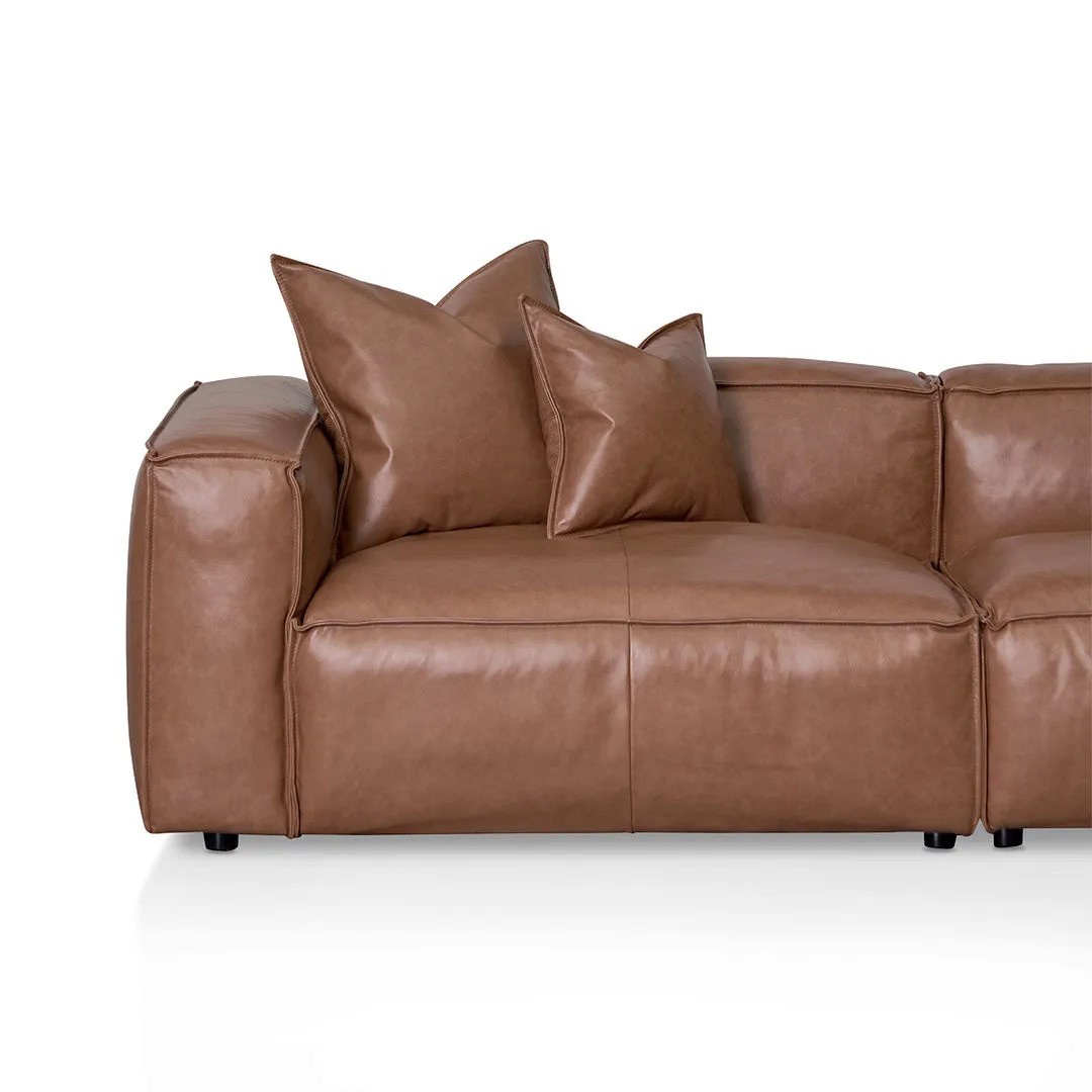 Loft 4 Seater Sofa with Cushion and Pillow - Caramel Brown Leather