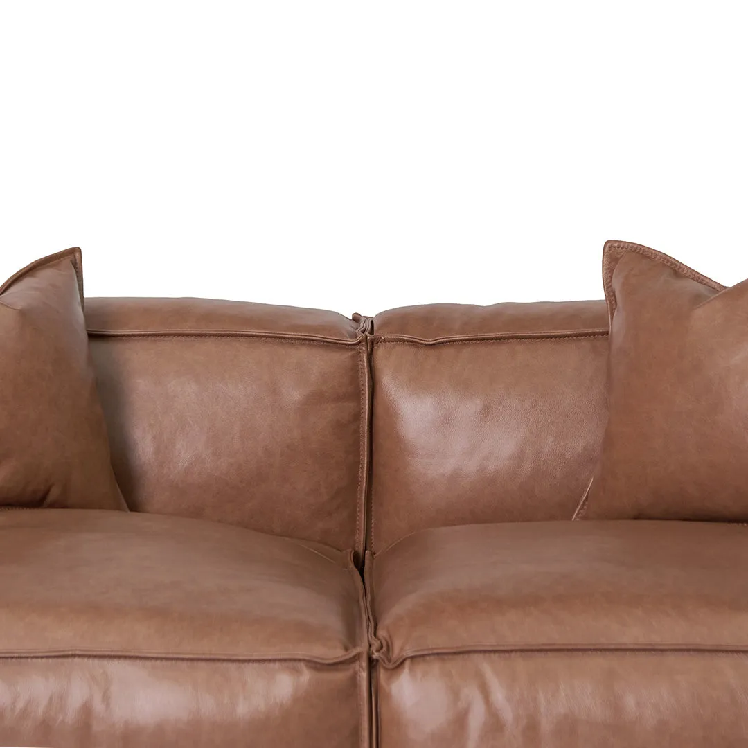 Loft 4 Seater Sofa with Cushion and Pillow - Caramel Brown Leather