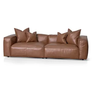 Loft 4 Seater Sofa with Cushion and Pillow - Caramel Brown Leather