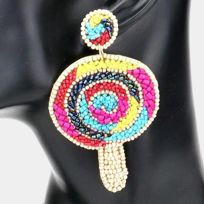 Lollipop Bead Felt Back Earrings