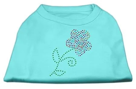 Multi-Colored Flower Rhinestone Shirt Aqua XS (8)
