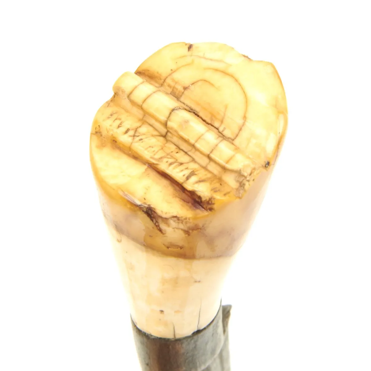 Original Early 19th Century Burmese Elephant Tooth Dagger with Silver Mounted Sheath