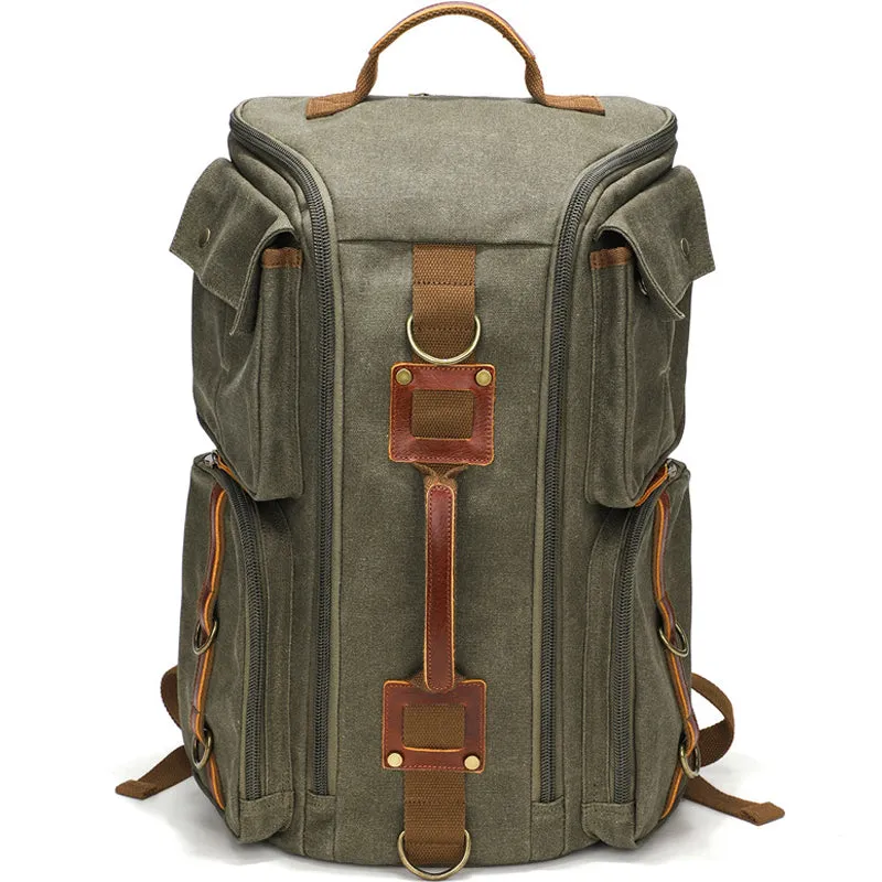 Outdoor Canvas Backpack Travel Hiking Ruckpack