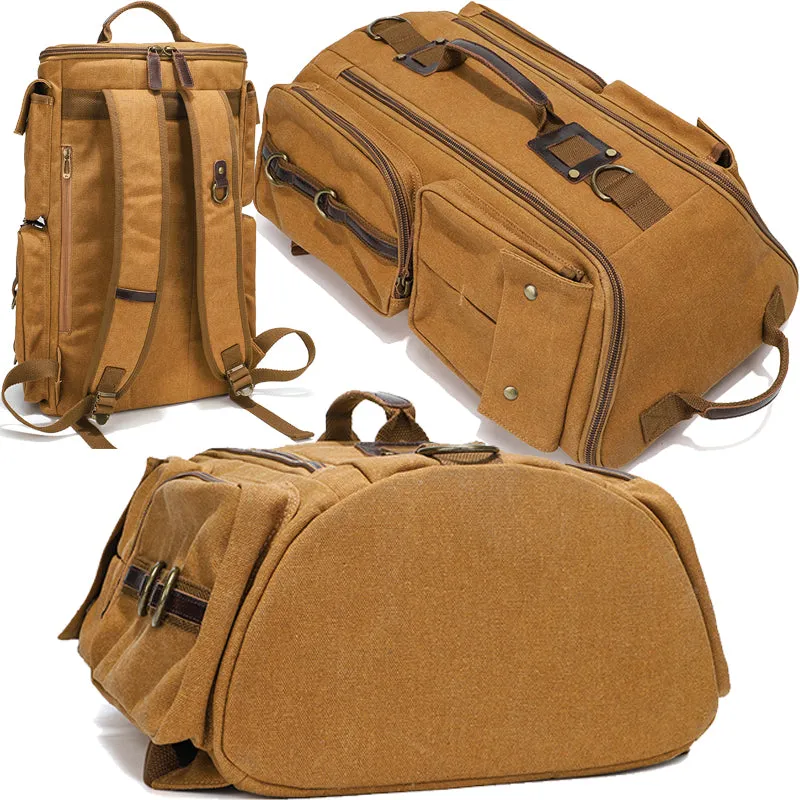 Outdoor Canvas Backpack Travel Hiking Ruckpack