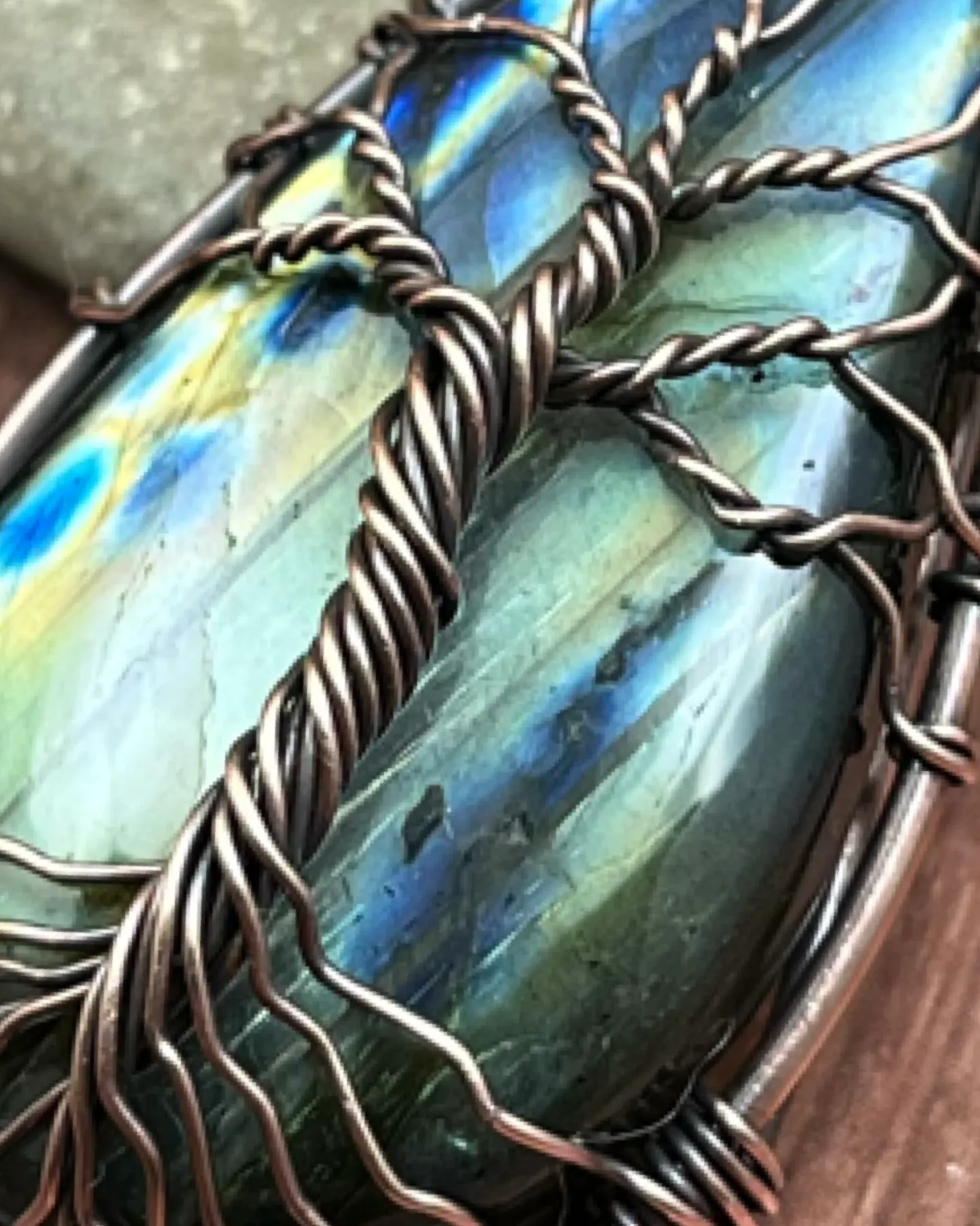 Oxidized Copper Wire Woven Tree Of Life Pendant