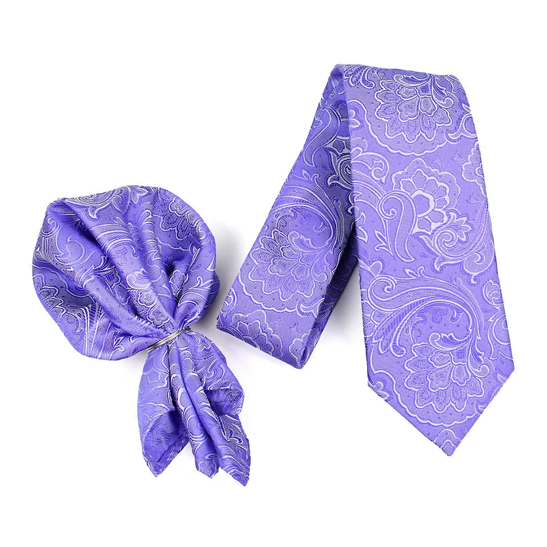 Peluche Fascinating Purple Neck Tie & Pocket Square Set for Men