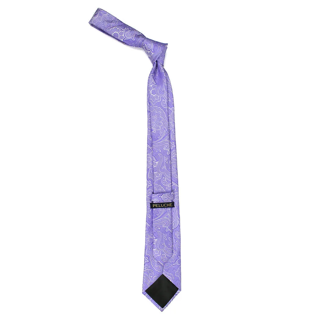 Peluche Fascinating Purple Neck Tie & Pocket Square Set for Men