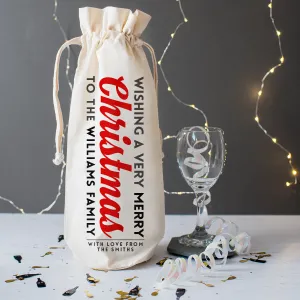 Personalised Christmas Wine Bag
