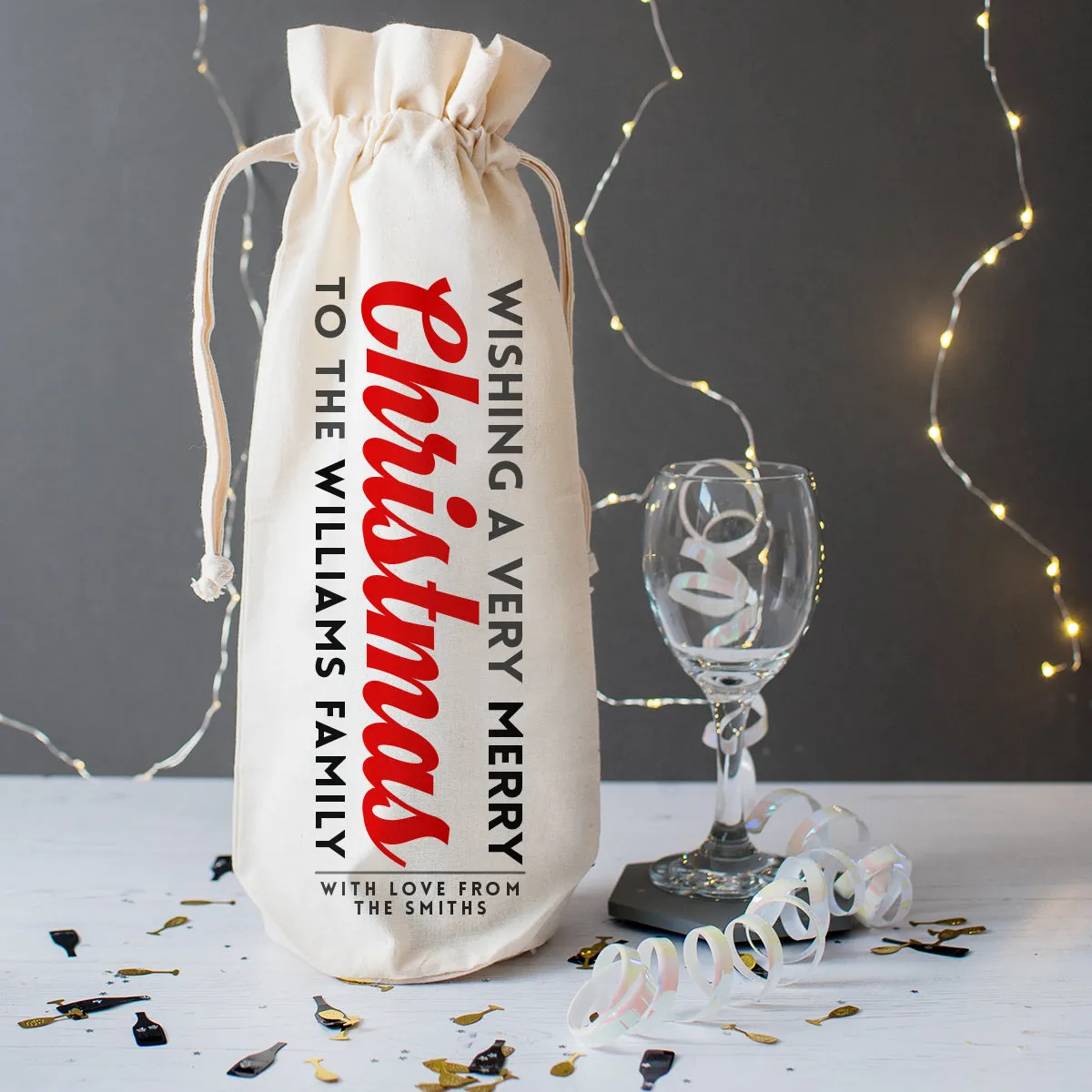 Personalised Christmas Wine Bag