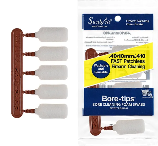 (Single Bag) .40cal/.44cal/10mm/410 Gauge Barrel Cleaning Bore-tips® by Swab-its®: Barrel Cleaning Swabs: 41-4001
