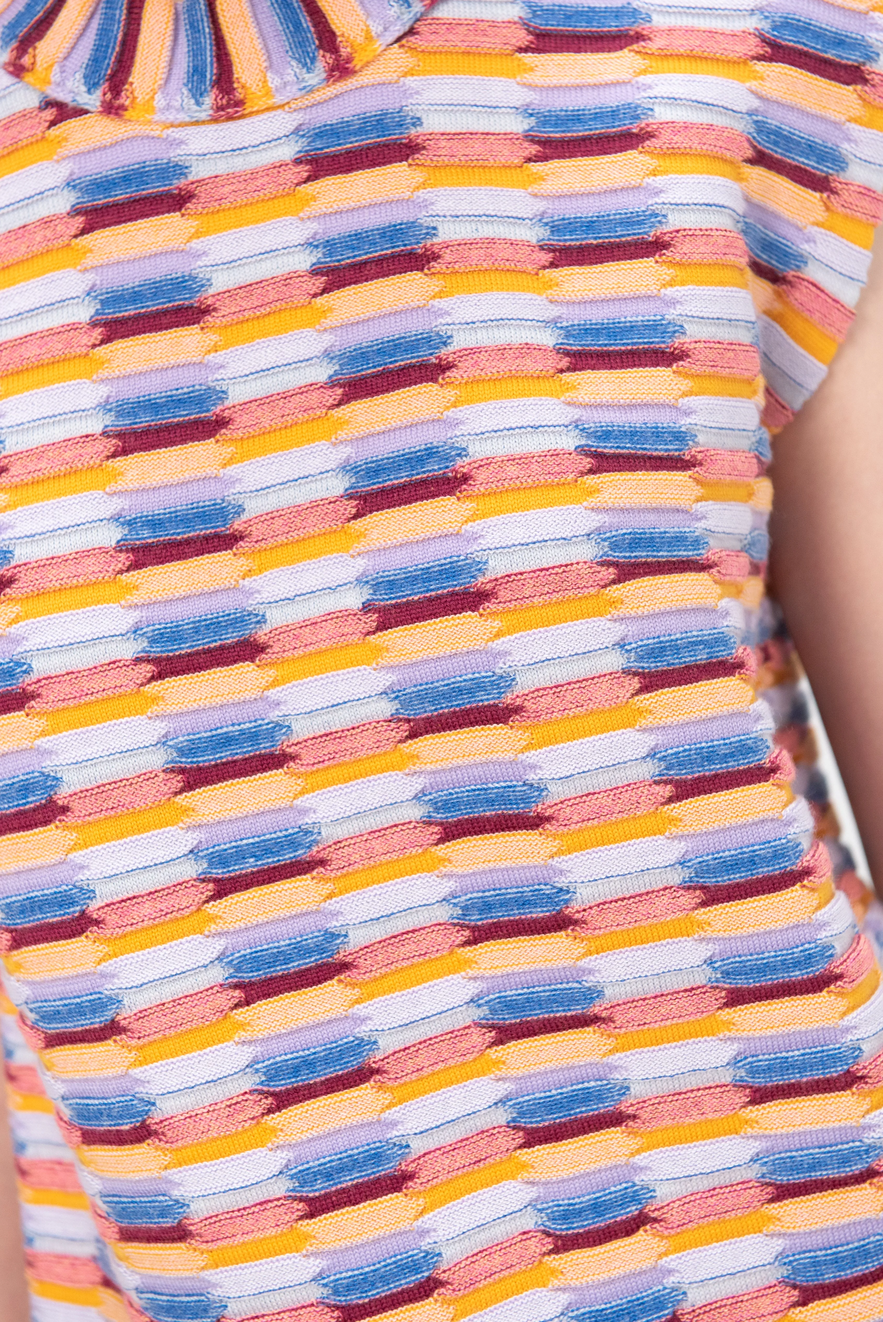 Soft Multi-Colored Zellige Knit Top, Multi Orange