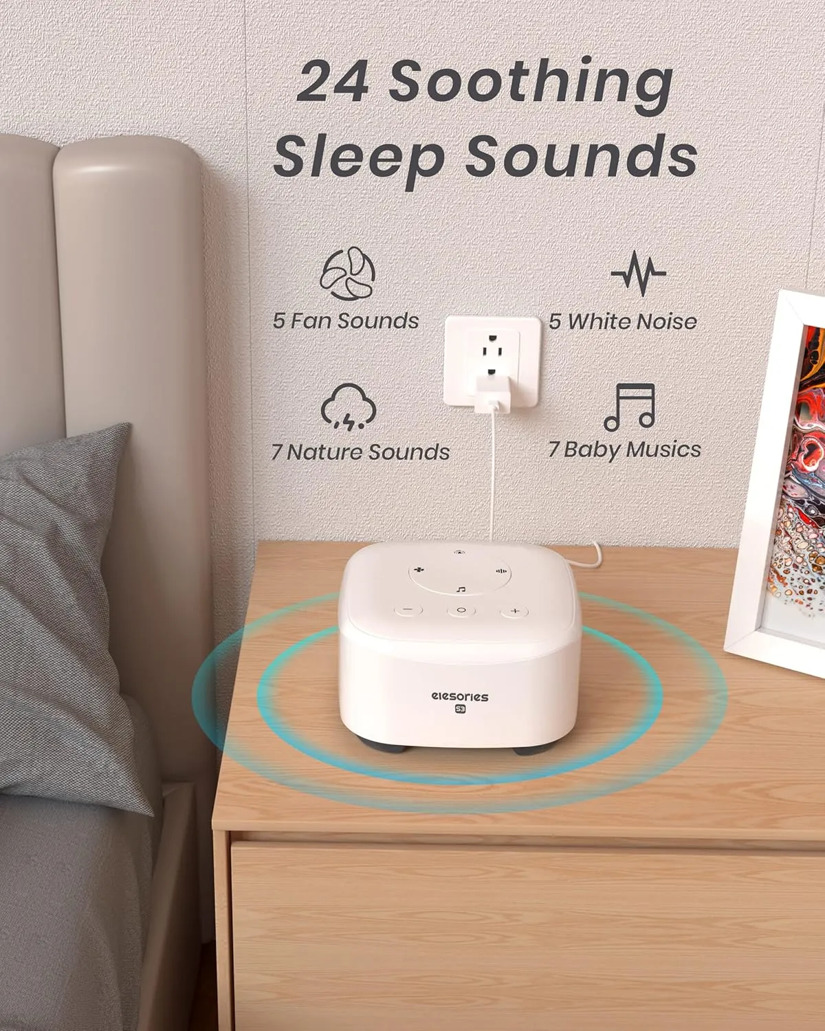Sound Machine White Noise Rain Ocean Soothing Sounds Therapy Relax Sleep Music