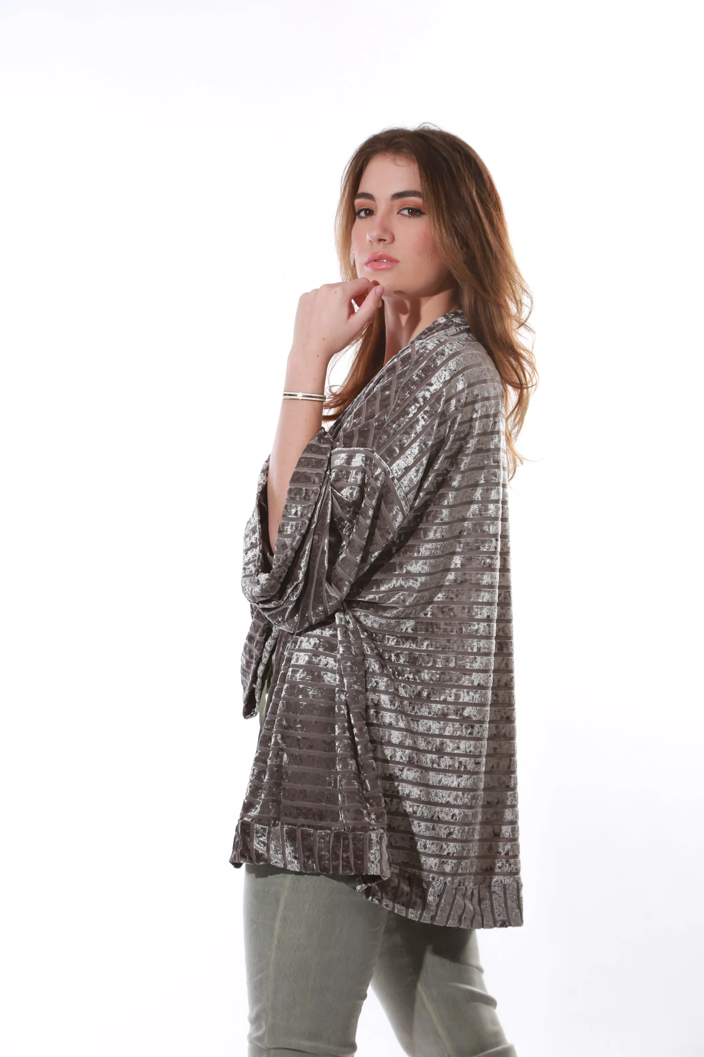 Velvet Devore kimono- Grey
