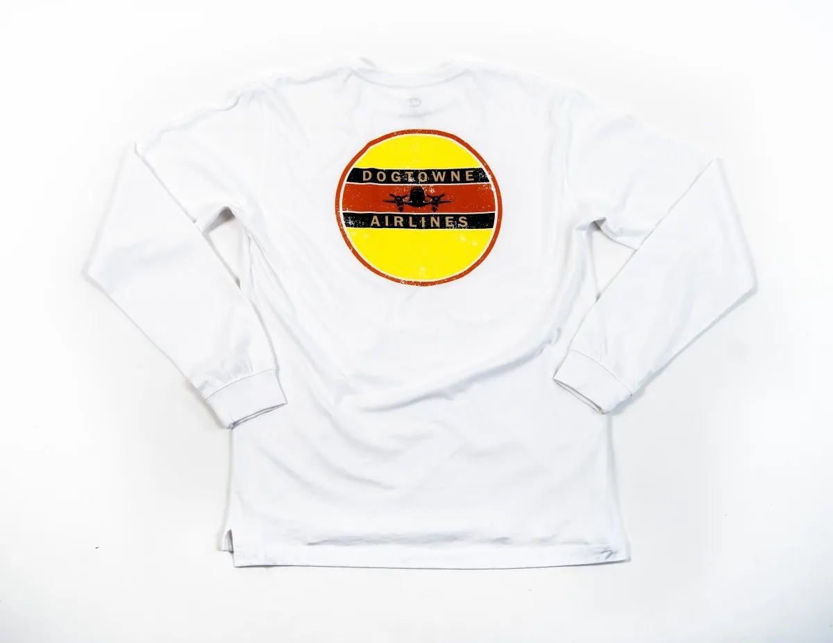 Vintage LS Cotton Tee - White Dogtowne Airlines
