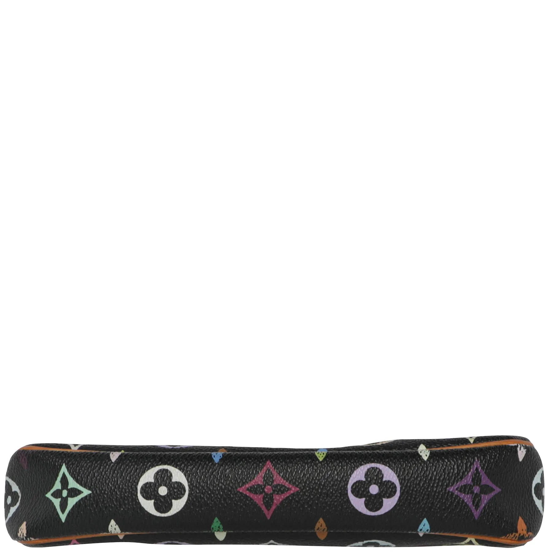 Vtg 2000s Louis Vuitton Takashi Murakami LV Monogram Black Rainbow Leather Pochette Mini Shoulder Bag