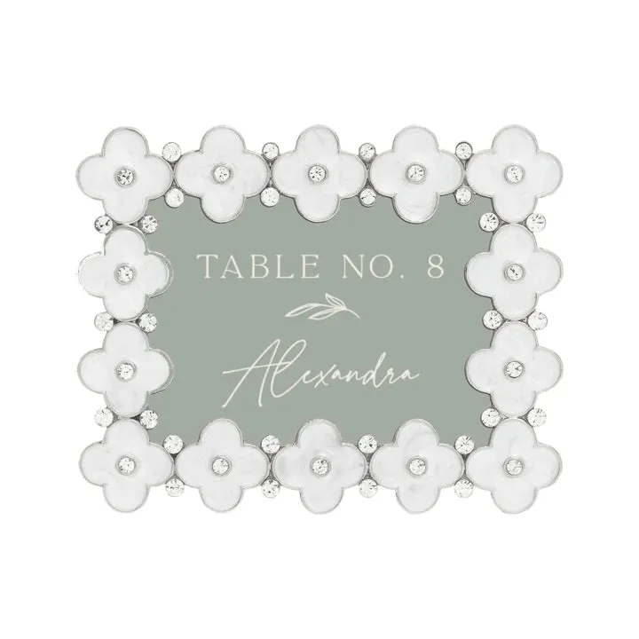 White Enamel Clover 2.5" x 3.5" Frame