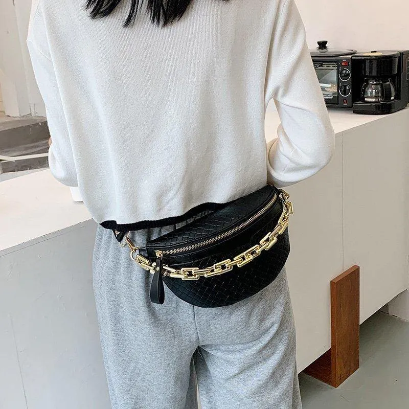 Women's Fanny Pack Waist Bag Thick Chain Shoulder Crossbody Chest Belt Bag