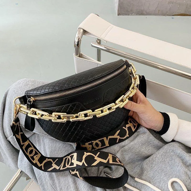 Women's Fanny Pack Waist Bag Thick Chain Shoulder Crossbody Chest Belt Bag