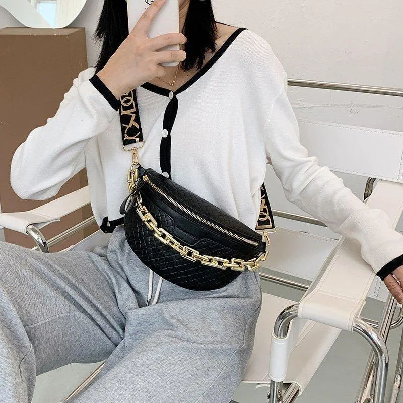 Women's Fanny Pack Waist Bag Thick Chain Shoulder Crossbody Chest Belt Bag